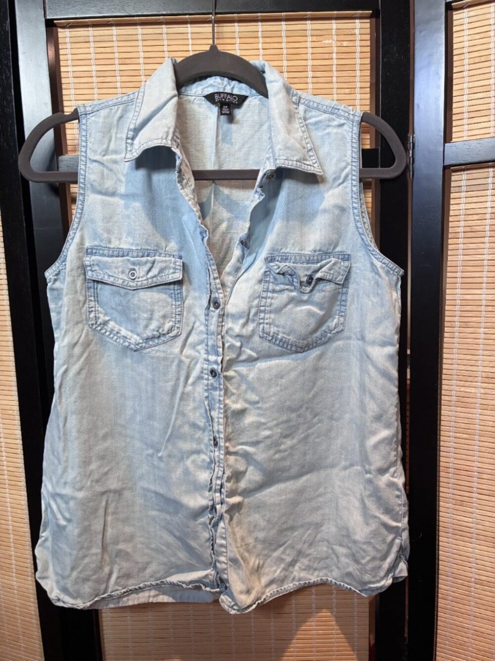 Buffalo David Bitton Chambray Sleeveless Button-Up S